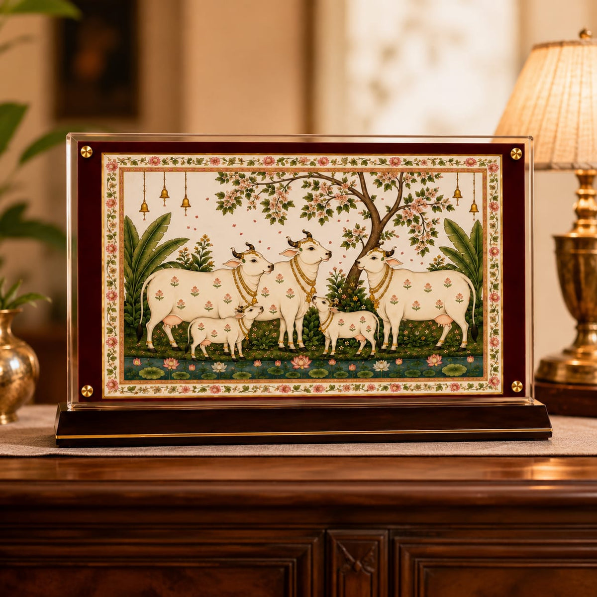 Kamdhenu Cow Acrylic Showpiece