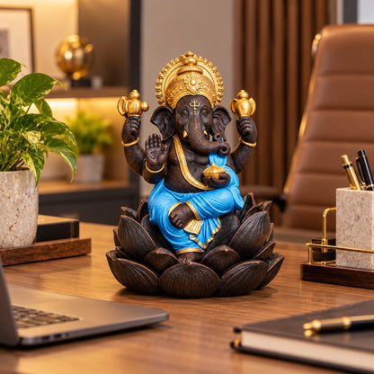 Lotus Seated Ganesha Figurine