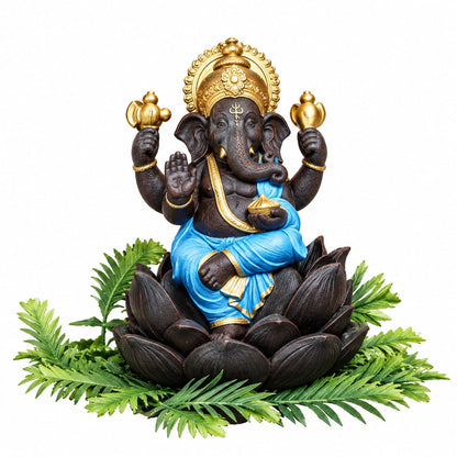 Lotus Seated Ganesha Figurine