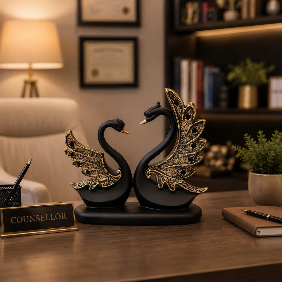 Majestic Swan Couple Sculptures