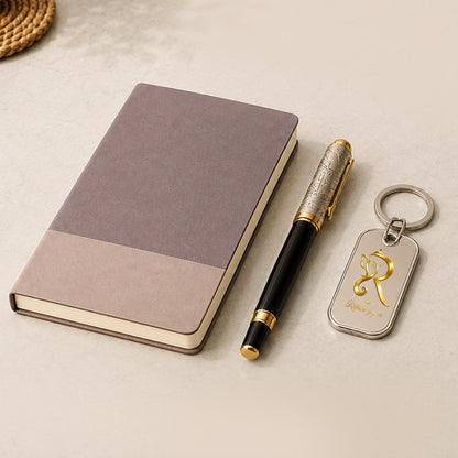 Mauve Luxe Diary with Gold-Black Pen & Keychain