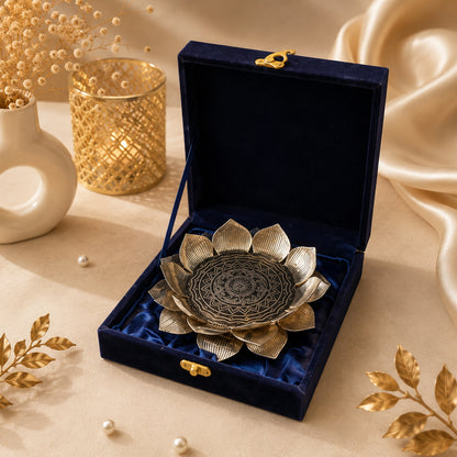 Ornate Silver-Finish Lotus Multipurpose Tray