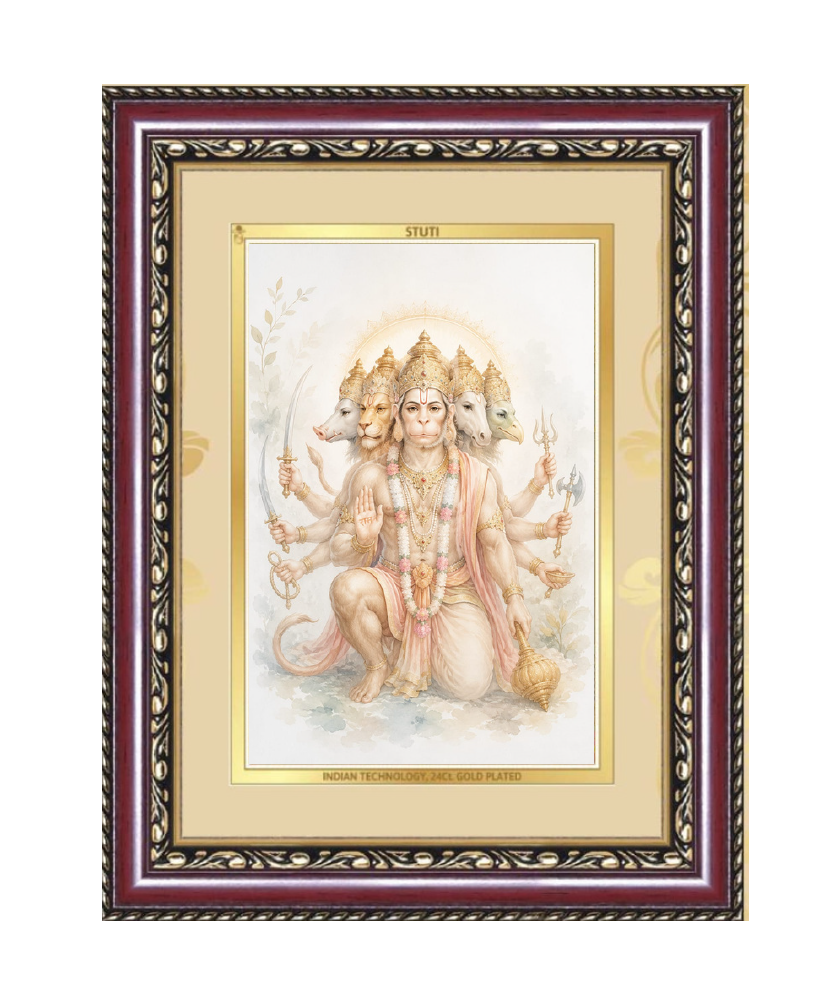 Panchmukhi Hanuman Ornate Framed Art - close-up detail