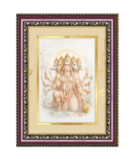 Panchmukhi Hanuman Ornate Framed Art - close-up detail