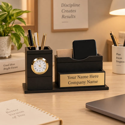 Personalized Multipurpose Wooden Pen Stand &amp; Desk Organizer