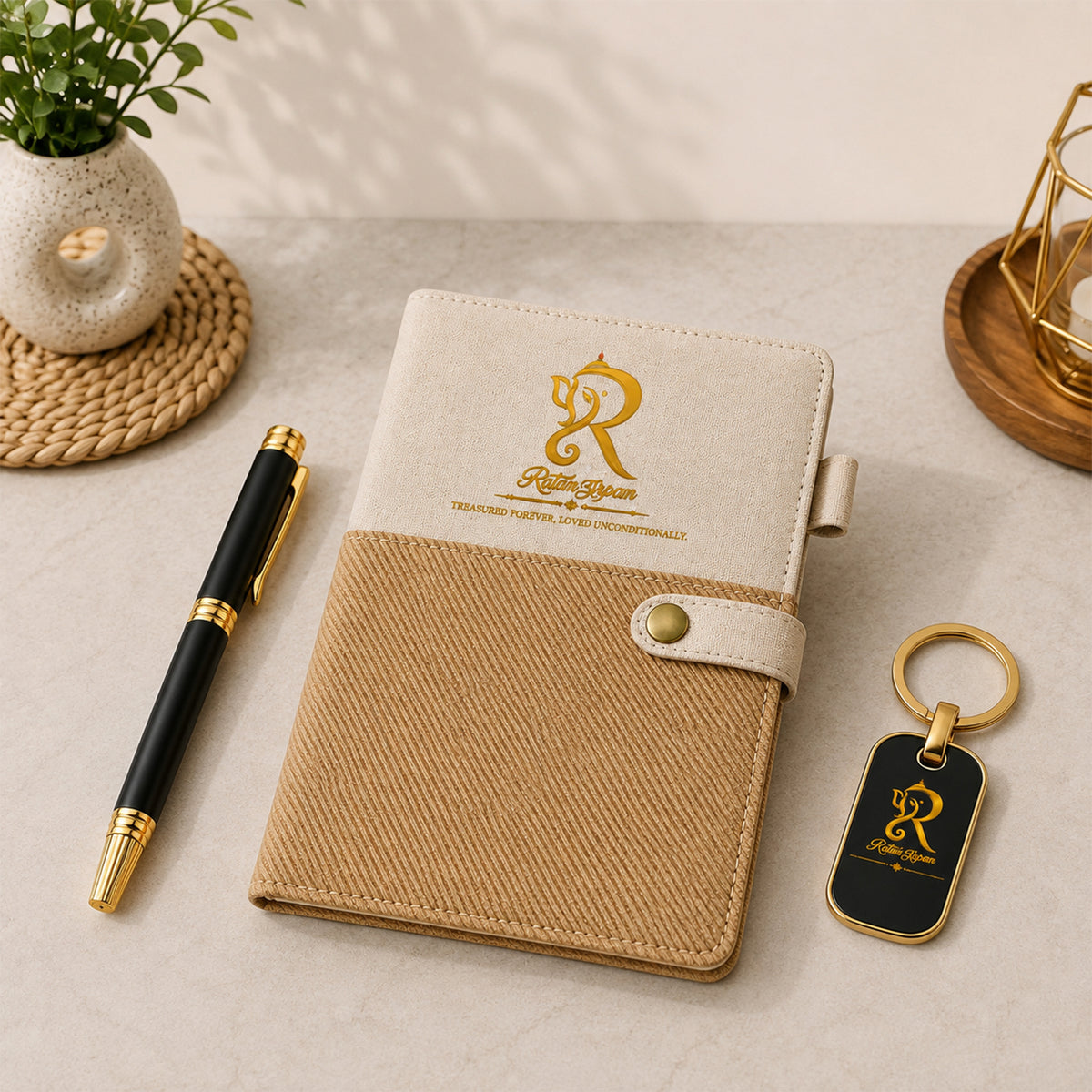 Premium Diary, Pen & Personalised Keychain Gift Set