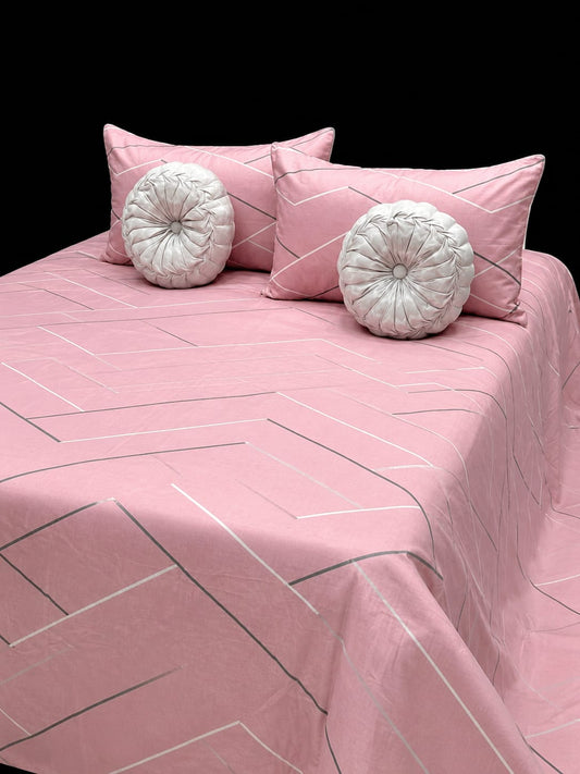 Pure Cotton Geometric-Pattern Bedsheet Set