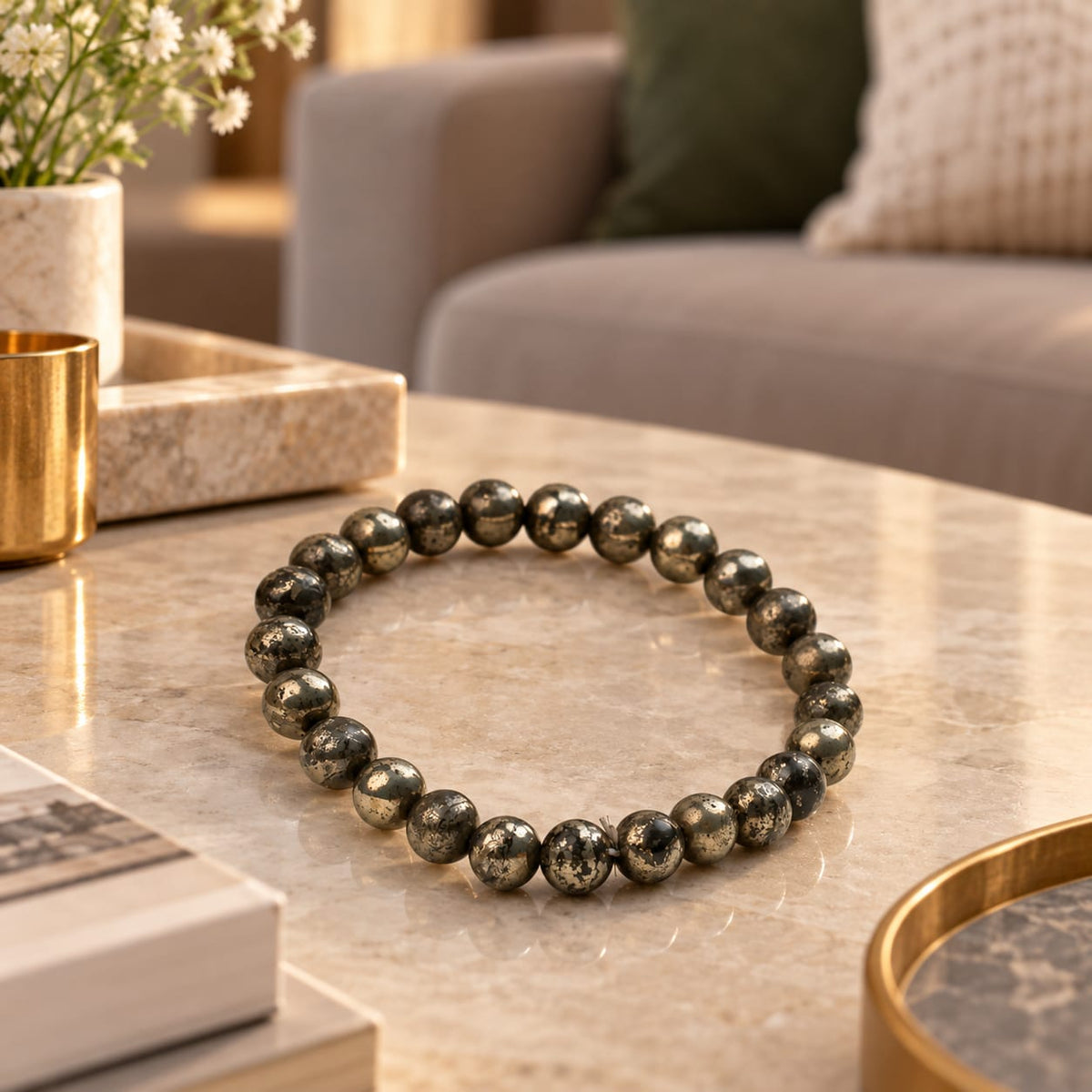 Raw Pyrite Gemstone Bracelet