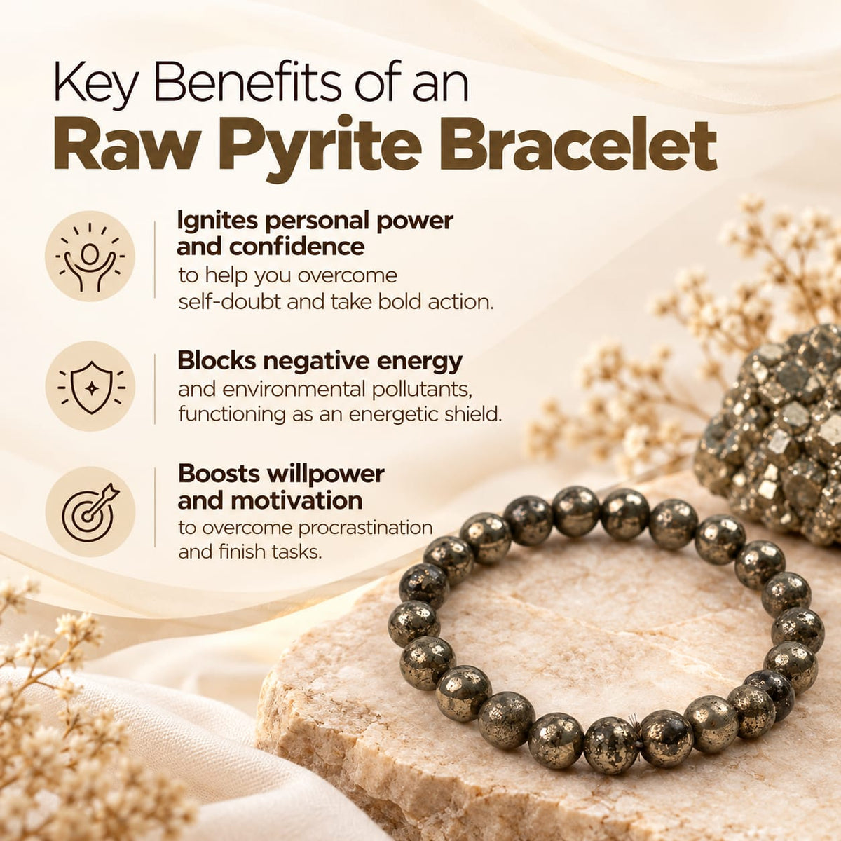 Raw Pyrite Gemstone Bracelet