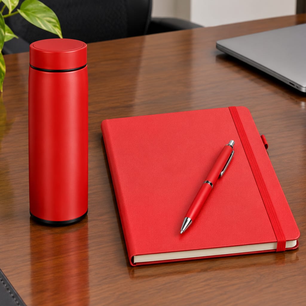 Bold Red Notebook with Matching Pen Gift Set