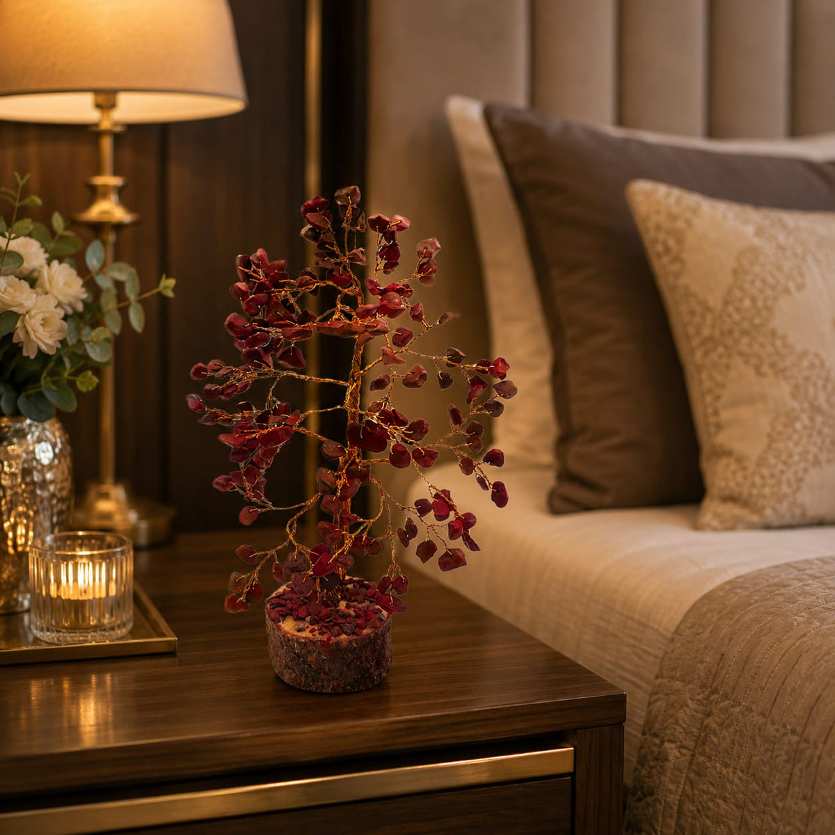 Red Semi-Precious Stone Tree - detail view
