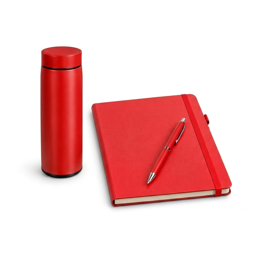 Bold Red Notebook with Matching Pen Gift Set