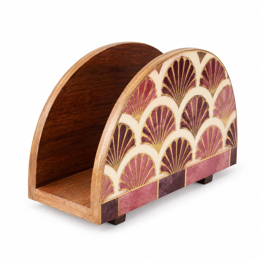 Scalloped Fan Pattern Wooden Napkin Holder