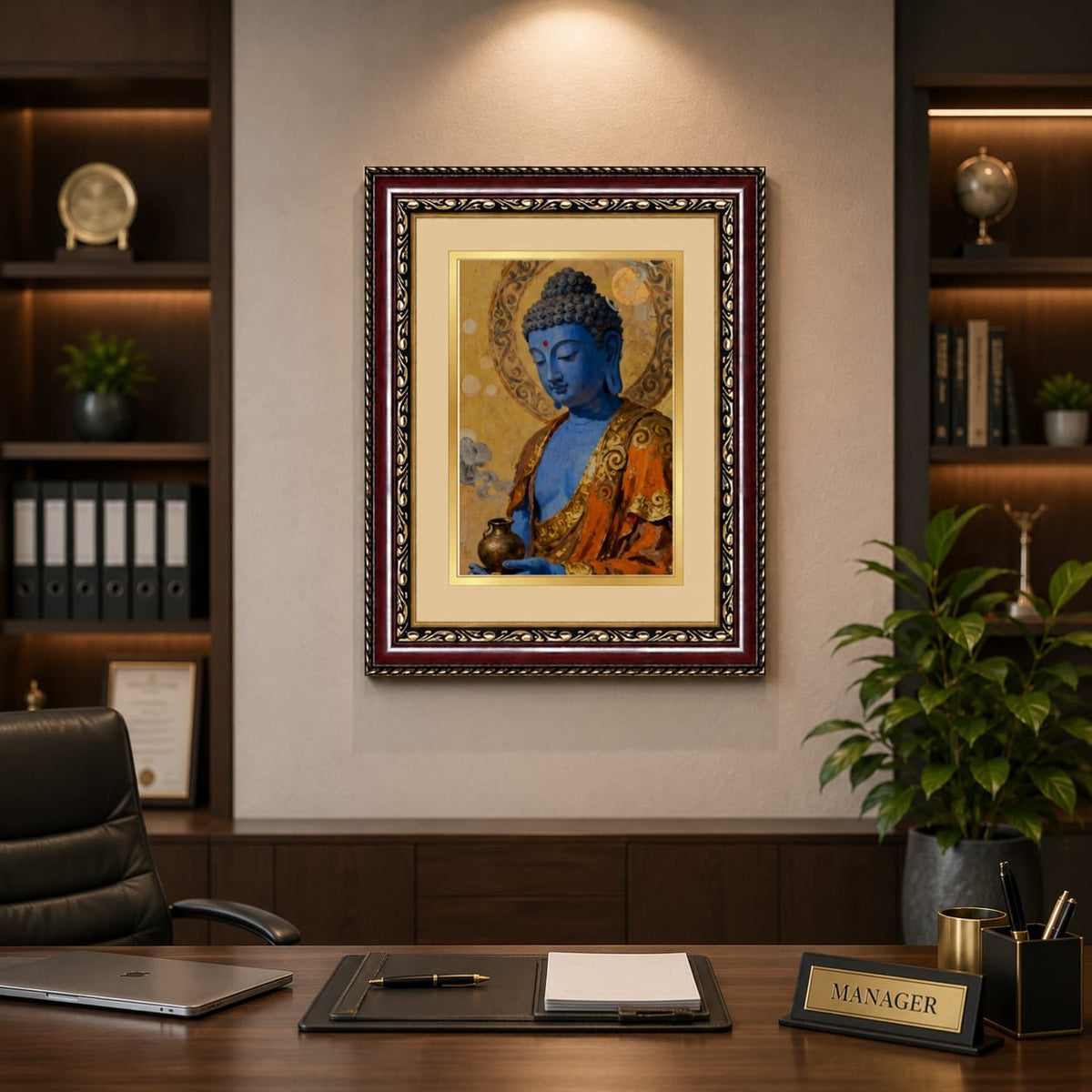 Serene Buddha Ornate Framed Art - detail view