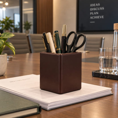 Simple Square Wooden Pen Holder