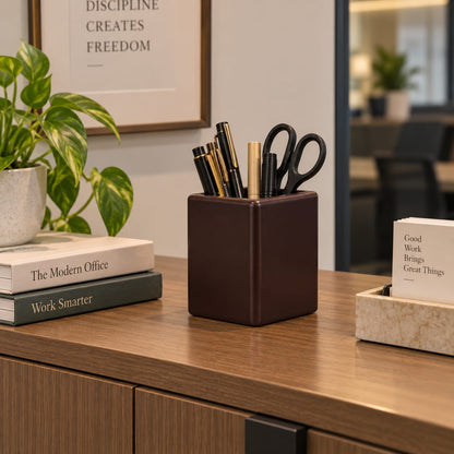 Simple Square Wooden Pen Holder