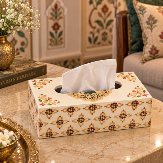 Traditional Motif Wooden Tissue Box Cover