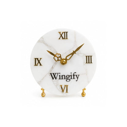 White Marble Table Clock - close-up detail