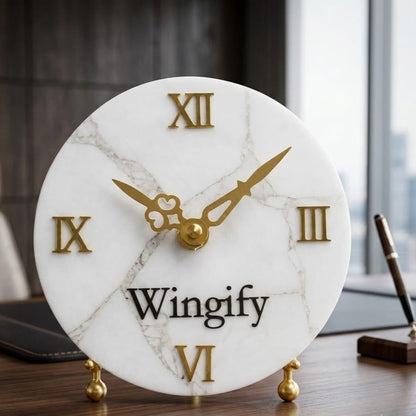 White Marble Table Clock
