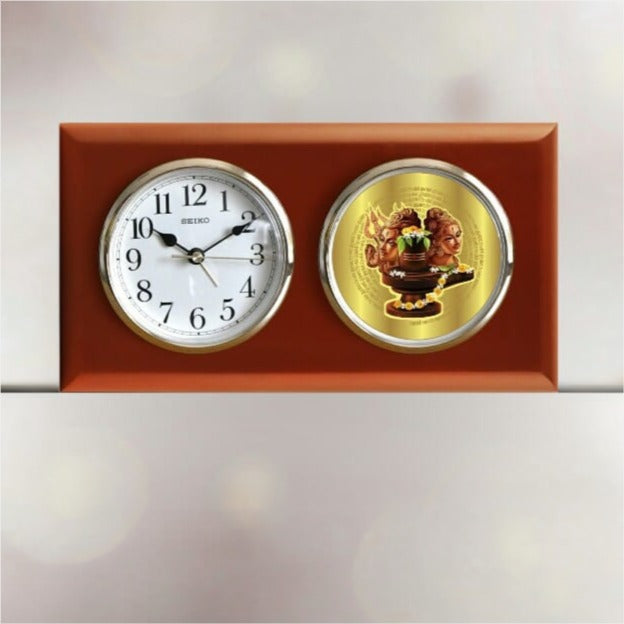 Wooden Desk Clock with Divine Dial Accent