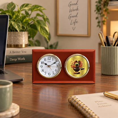 Wooden Desk Clock with Divine Dial Accent