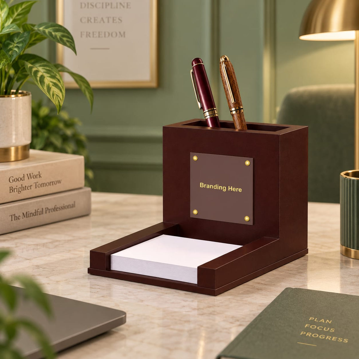 Wooden Desk Organizer with Custom Branding