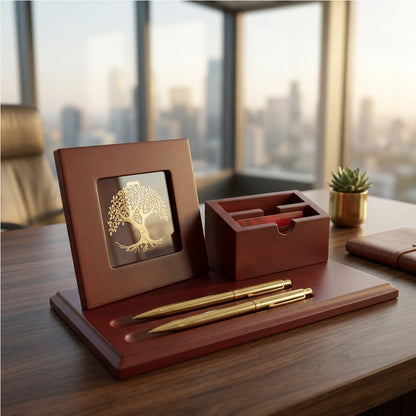 Wooden Desk Organizer with Tree Design