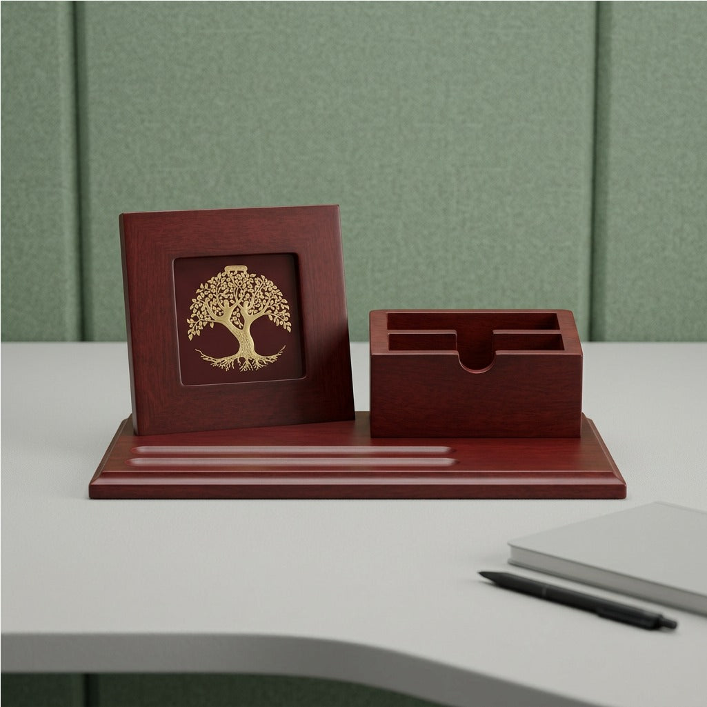Wooden Desk Organizer with Tree Design