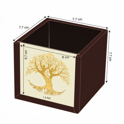 Wooden Pen Stand with Tree Foil Design